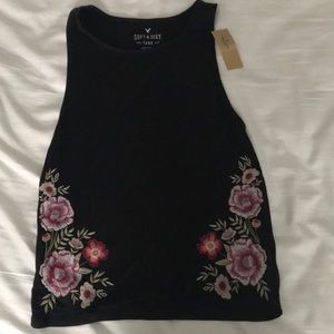 American Eagle Muscle Tank with Flower Embroidery